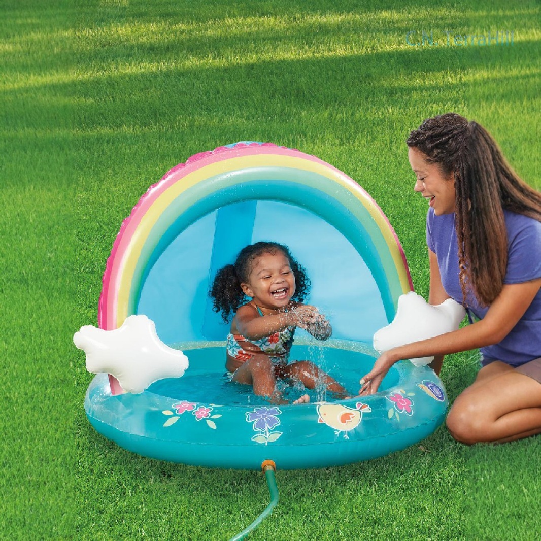 Kids Outdoor Play Table - Inflatable Splash Pool for Kids with