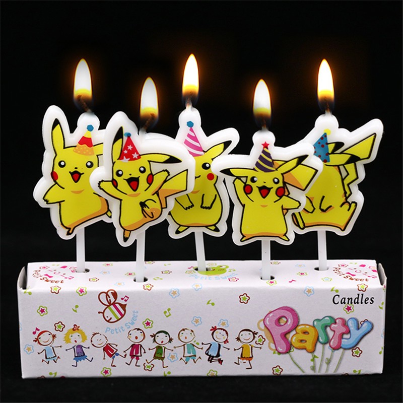 Kids Outdoor Mud Kitchen Accessories - 5pcs/lot Pokemon Birthday Cake Candle Kids