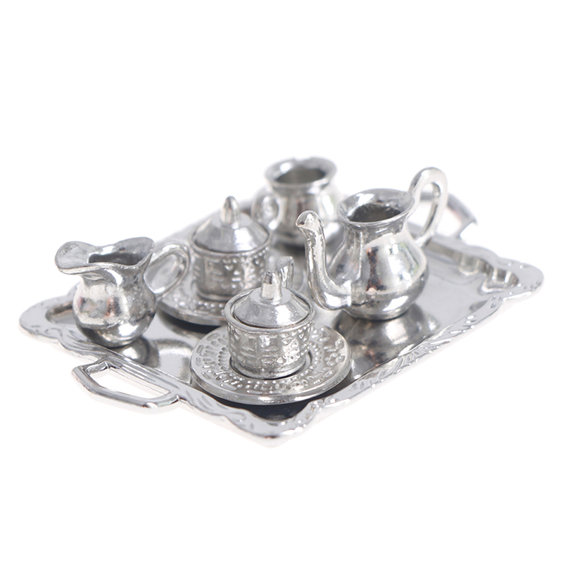 Kids Outdoor Mud Kitchen Accessories - 10pcs/Set 1/12 Dollhouse Miniature Silver Metal