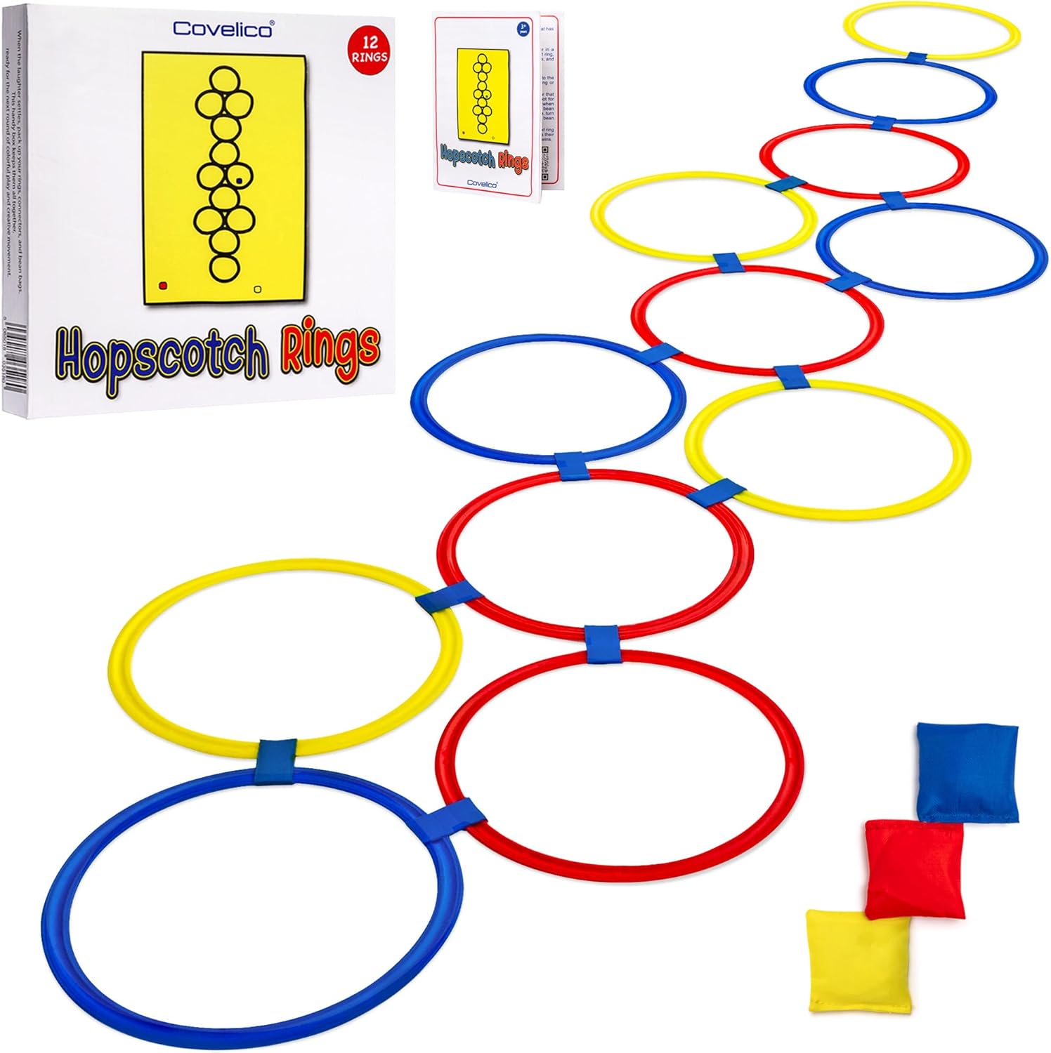 Kids Outdoor Bean Bag - Hopscotch Rings, 12 x 11 Inch