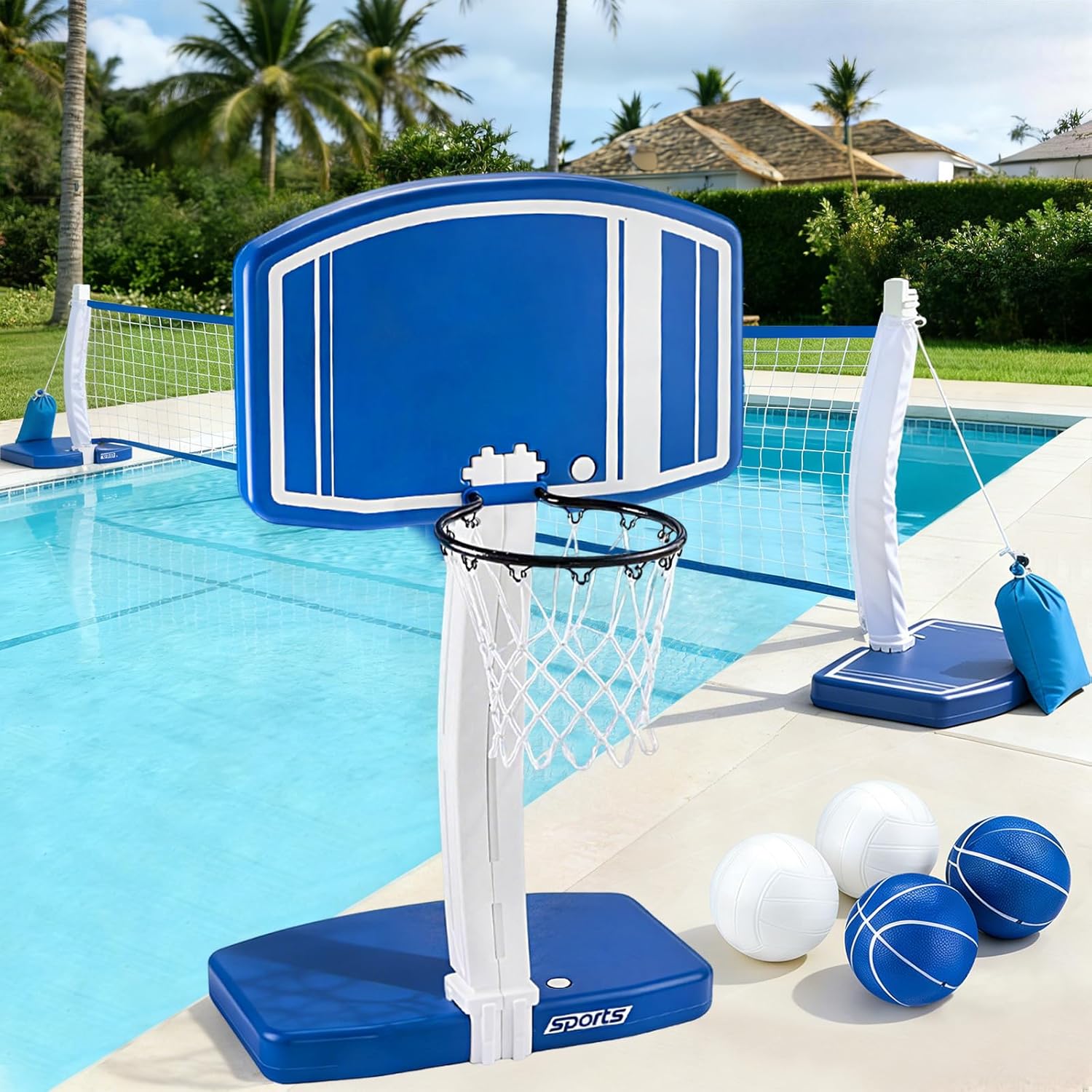 Outdoor Games For Kids - Above Ground Pool Basketball Hoop and
