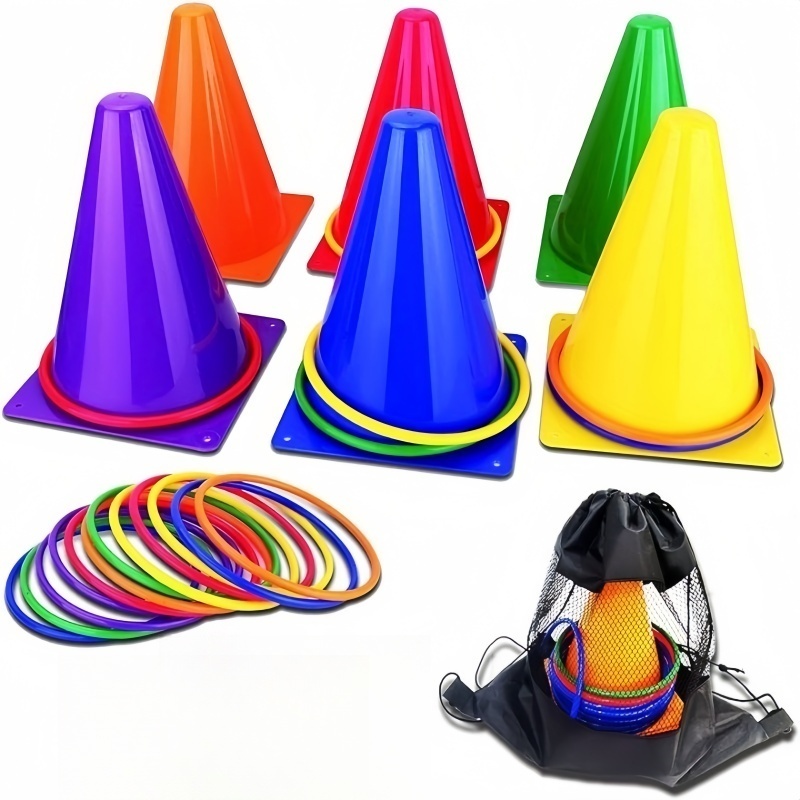 Kids Outdoor Yard Tools - 1Set Toss Cones Rings Party Game