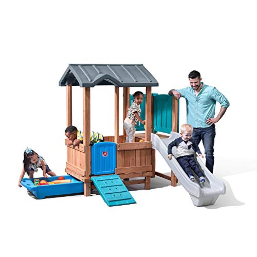 Kids Outdoor Swing - Woodland Adventure Playhouse & Slide, Kids