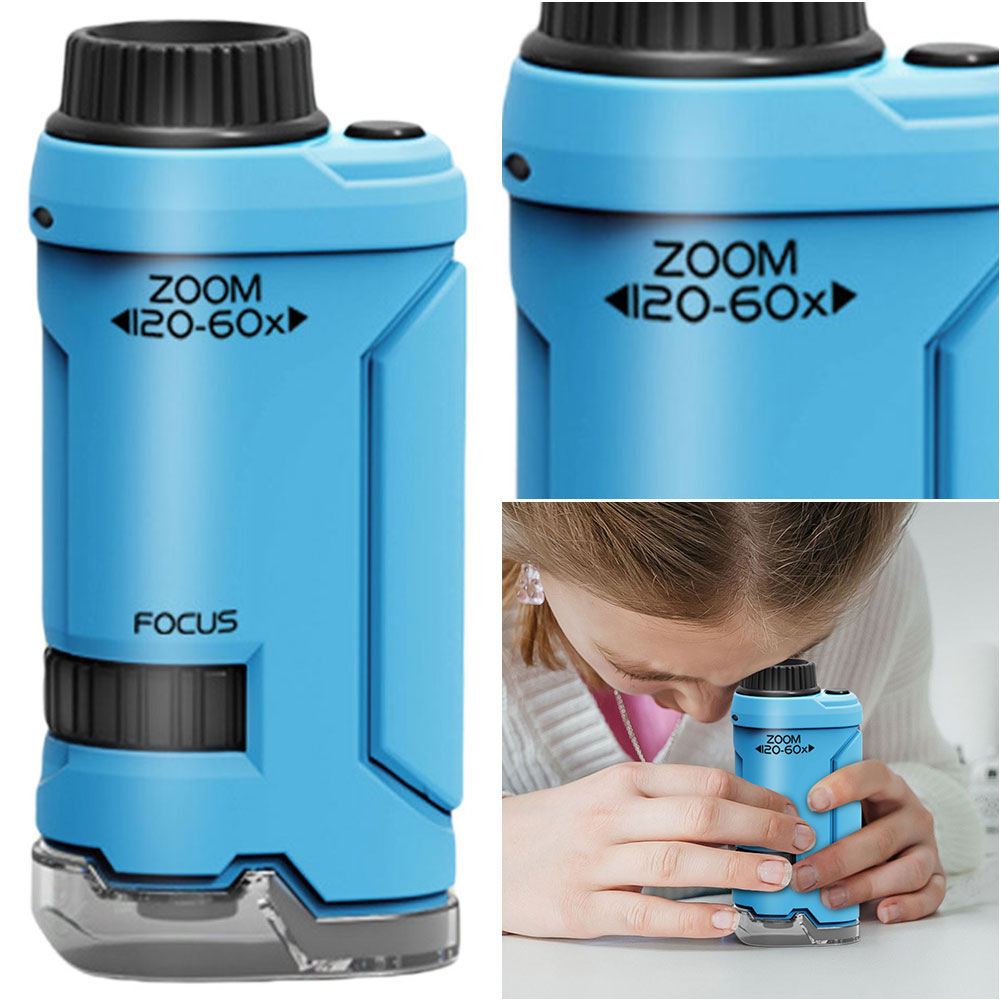 Kids Outdoor Microscope - New 60x-120x Handheld Microscope LED Lighted