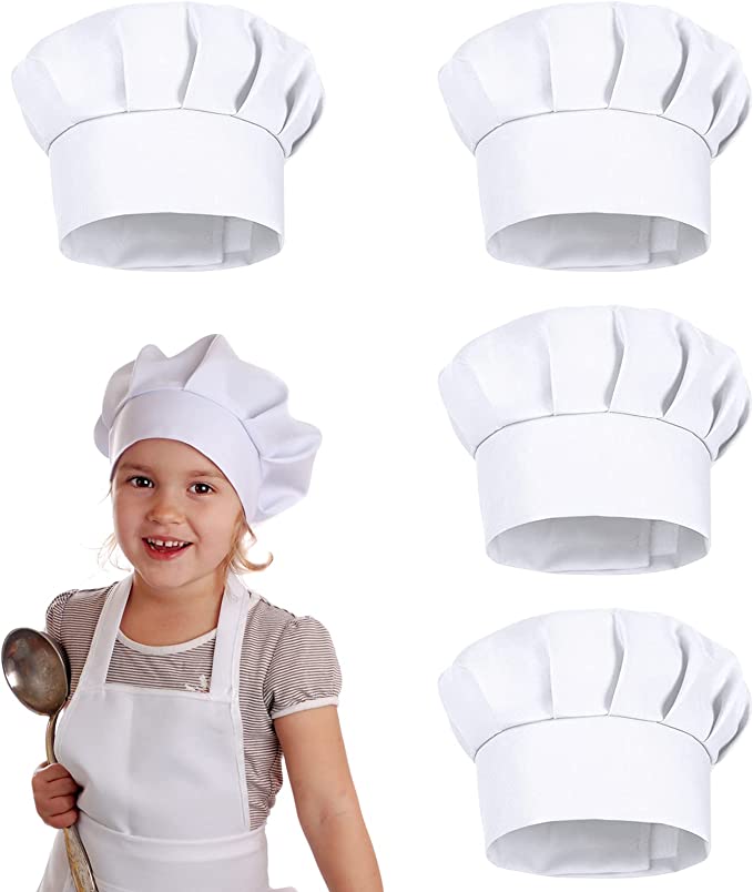 Kids Outdoor Mud Kitchen Accessories - 4PCS White Party Cap Hat Costume