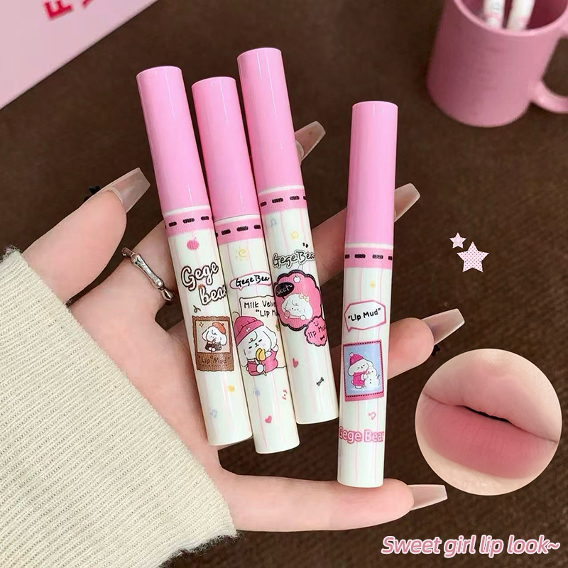 Gege Bear 6PC Velvet Lip Mud S - đánh giá và giá Muddy Puddle Suit