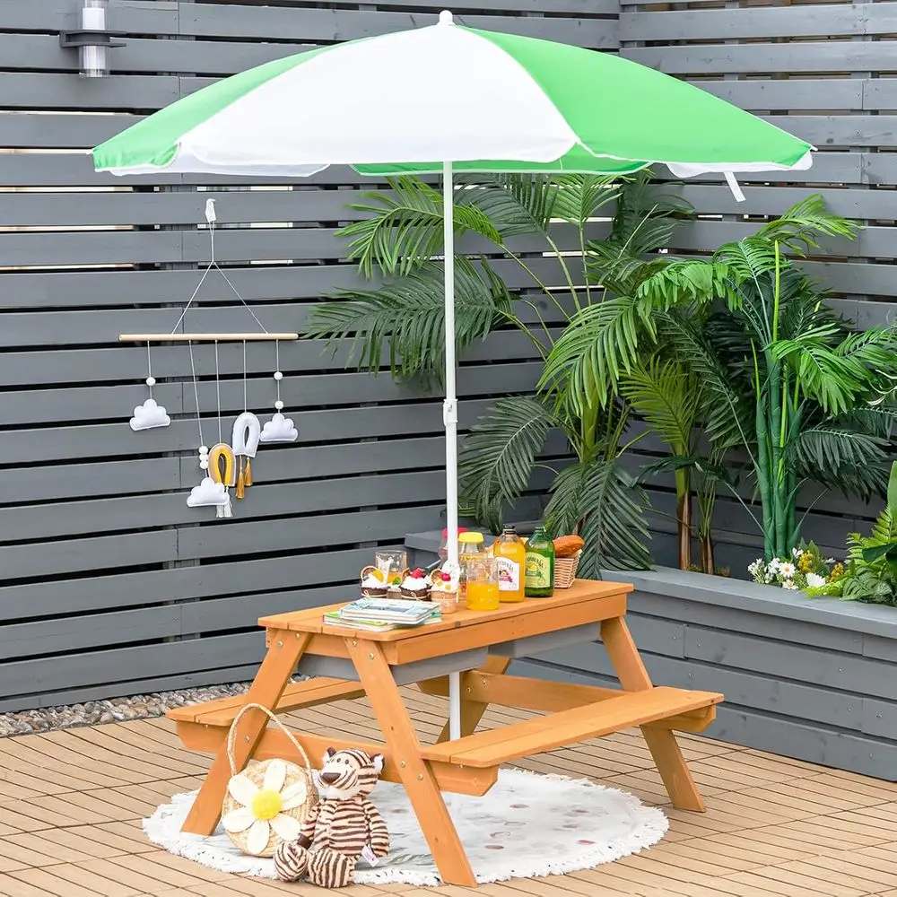 4-in-1 Wooden Sand & Water Pic - đánh giá và giá Kids Outdoor Furniture Set