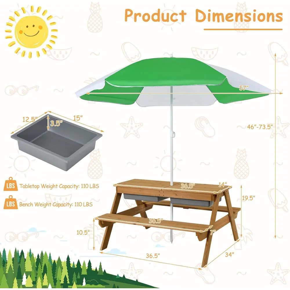 4-in-1 Wooden Sand & Water Pic - đánh giá và giá Kids Outdoor Furniture Set