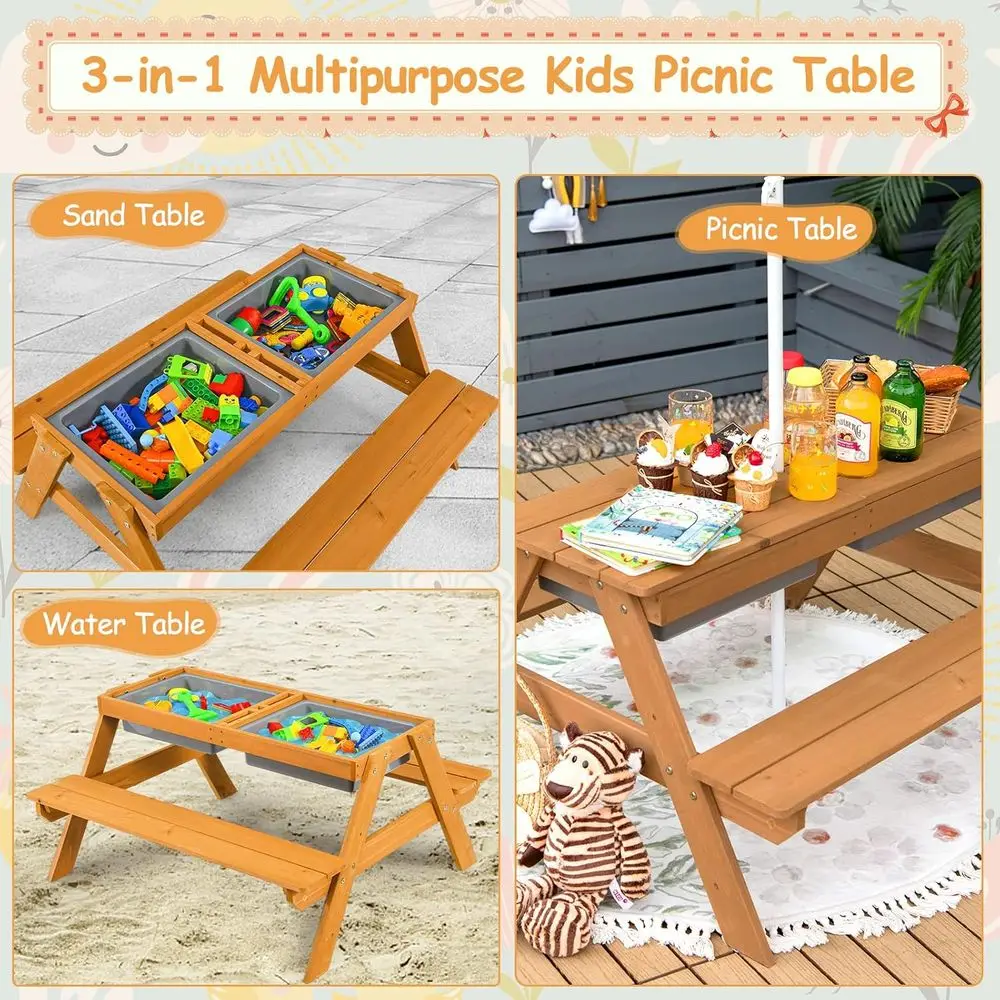 4-in-1 Wooden Sand & Water Pic - đánh giá và giá Kids Outdoor Furniture Set