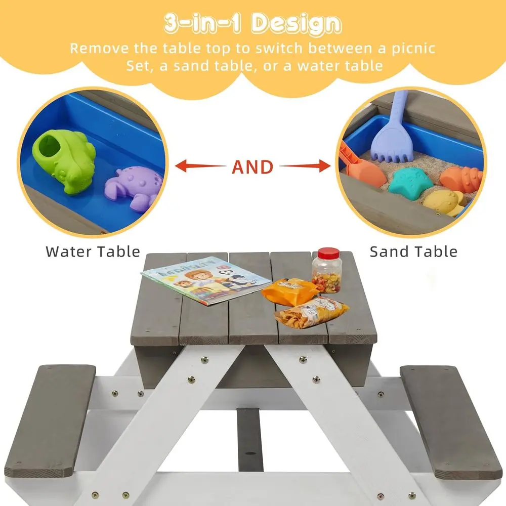 Convertible 3-in-1 Wooden Picn - đánh giá và giá Kids Outdoor Play Table