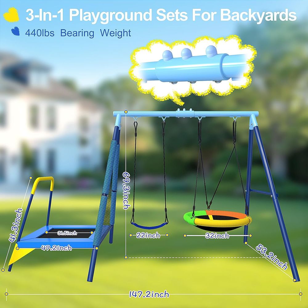 3-in-1 Kids Swing t with Tpoli - đánh giá và giá Kids Outdoor Zone