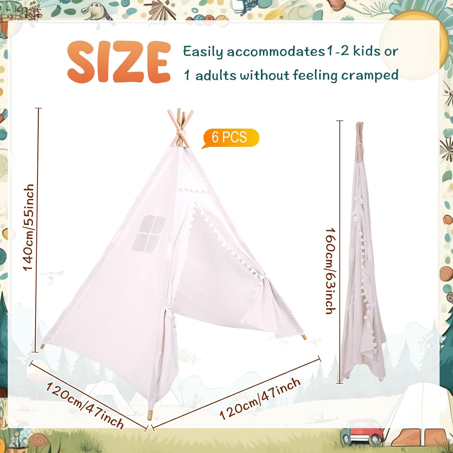 Windyun 6 Pcs Kids Teepee Tent - đánh giá và giá Kids Outdoor Teepee