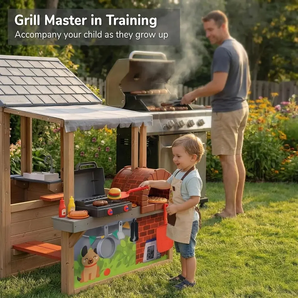 Kids Outdoor Wooden Playhouse, - đánh giá và giá Kids Outdoor Play Table