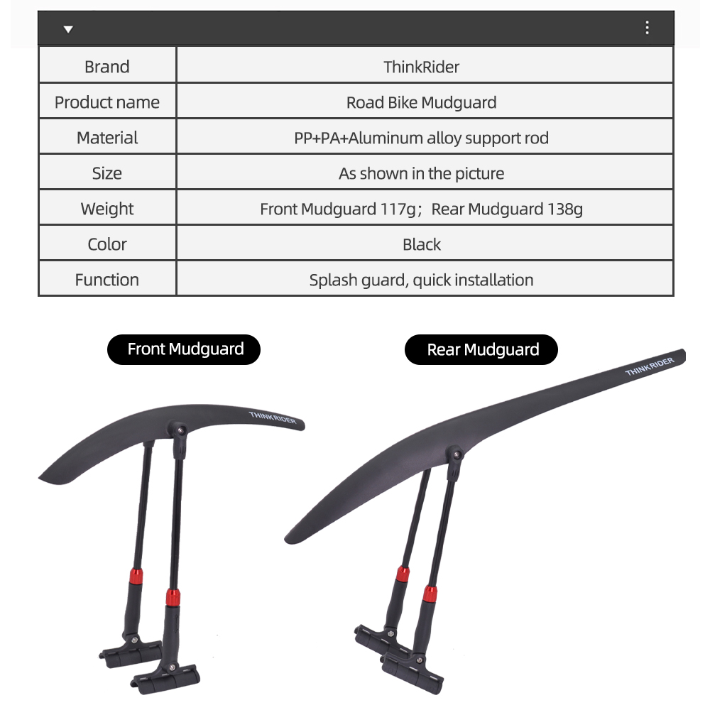ThinkRider Road Cycling Fender - đánh giá và giá Muddy Puddle Suit