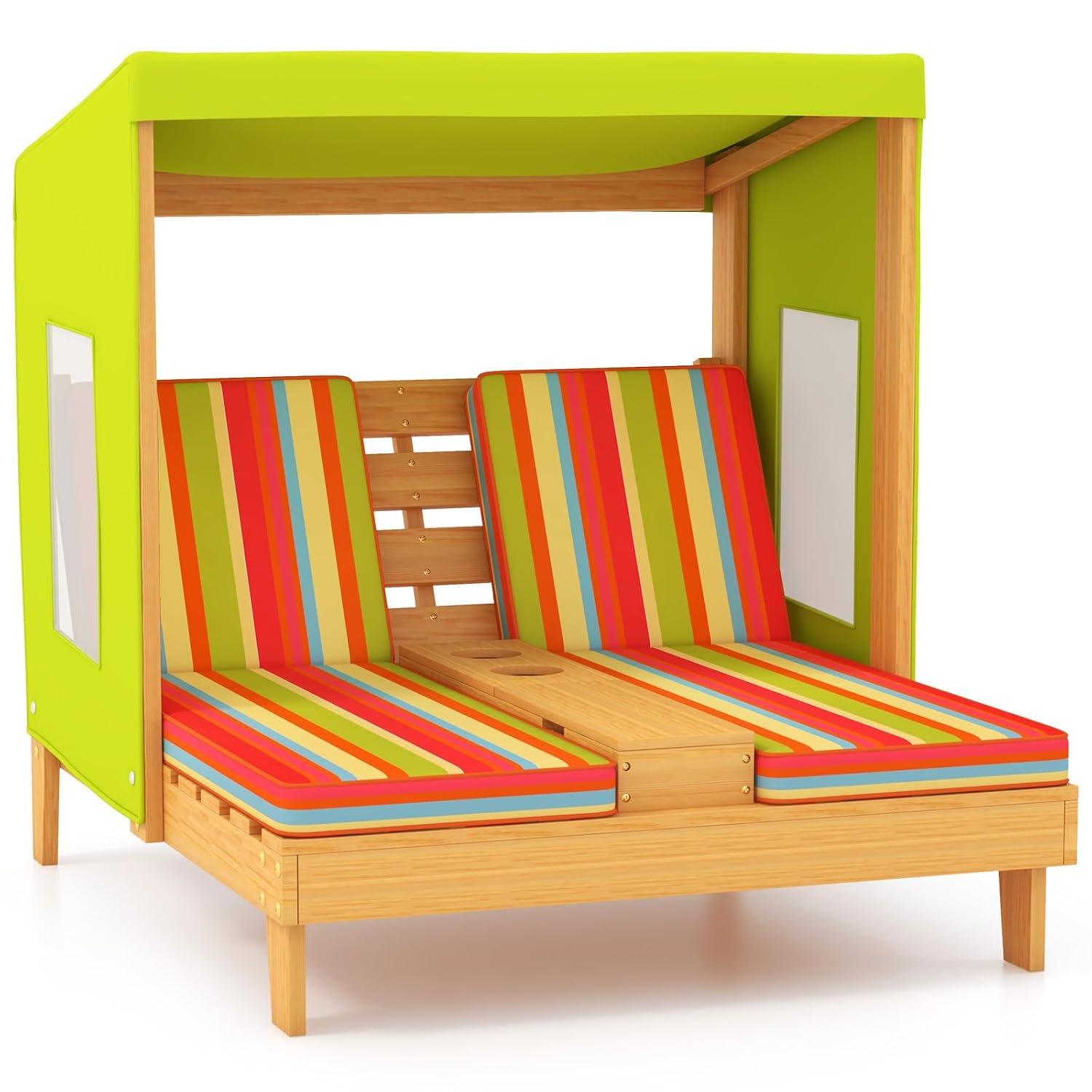 Kids Wood Double Chaise Lounge - đánh giá và giá Kids Outdoor Lounge Furniture