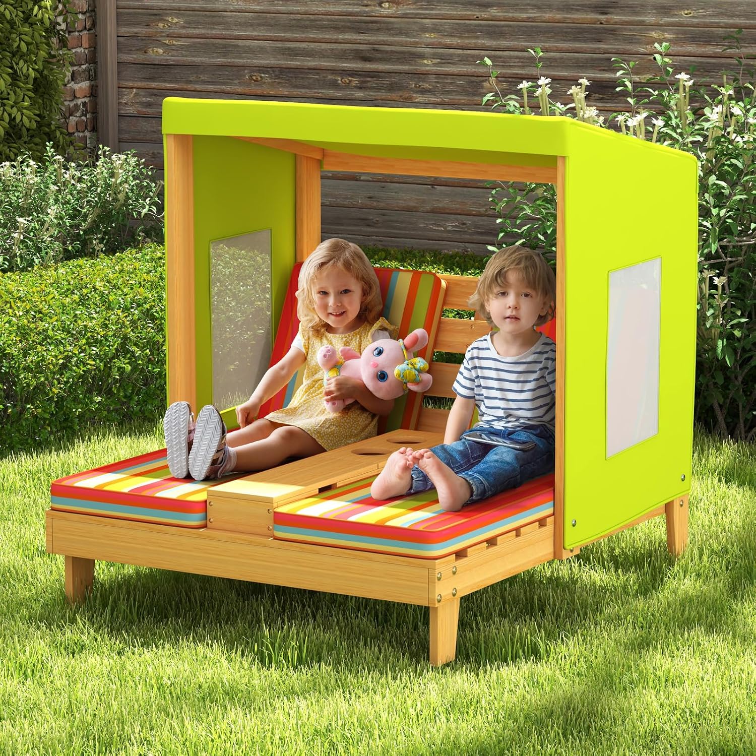 Kids Wood Double Chaise Lounge - đánh giá và giá Kids Outdoor Lounge Furniture